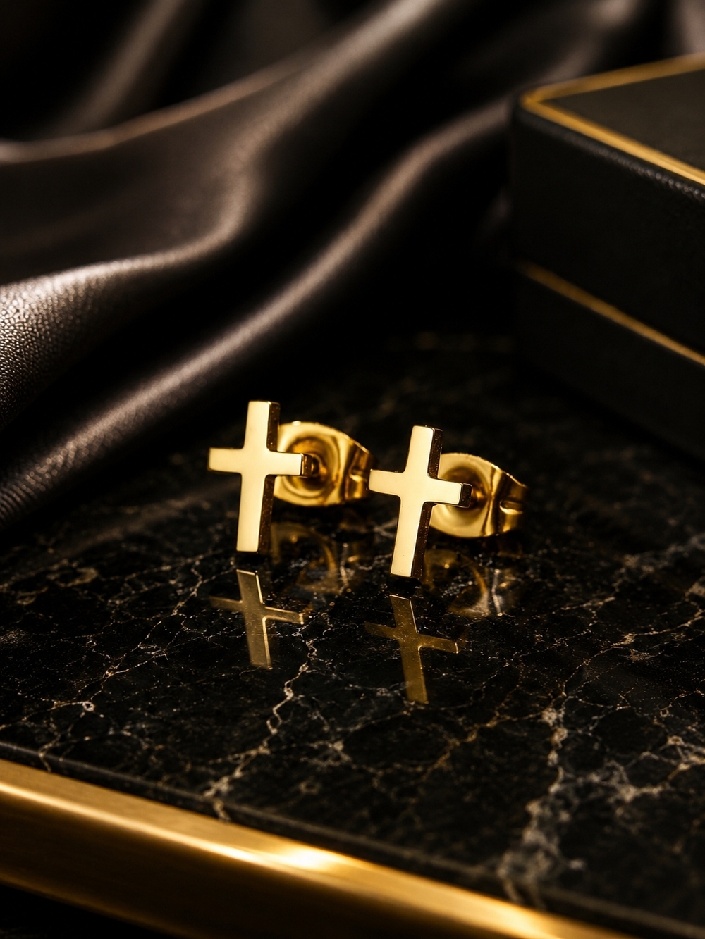 Gold Cross Stud Earrings